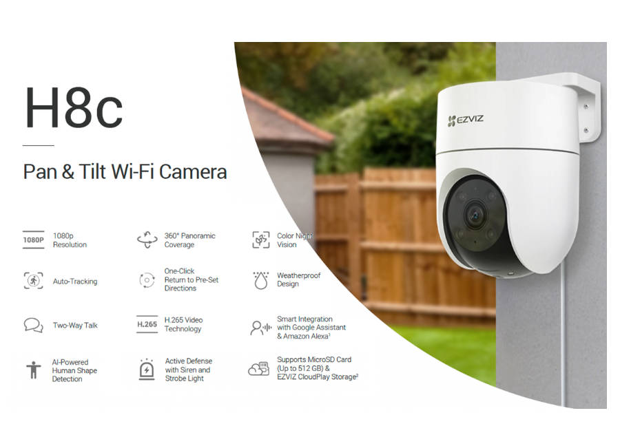 EZVIZ H8C Full HD Outdoor Pan/Tilt Security WiFi Camera