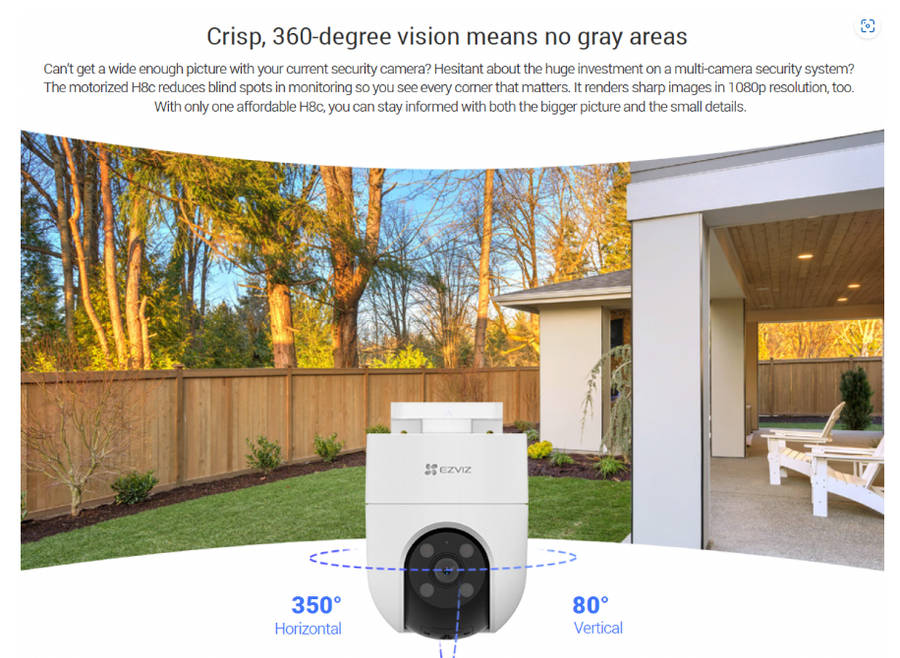 EZVIZ H8C Full HD Outdoor Pan/Tilt Security WiFi Camera