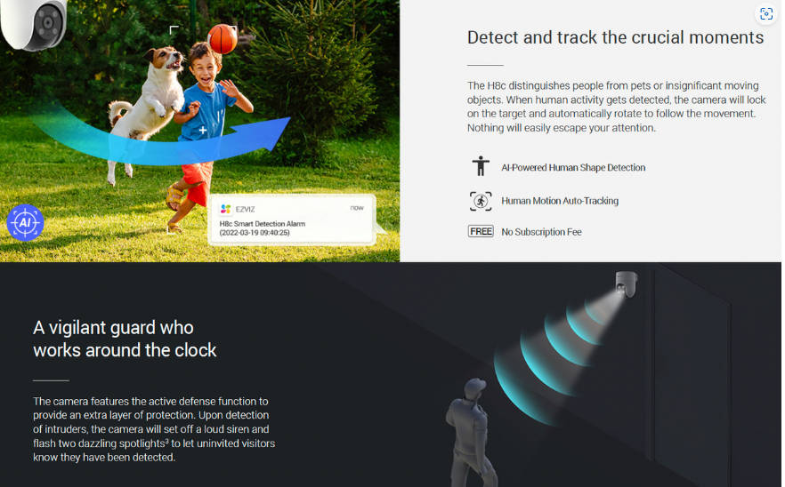 EZVIZ H8C Full HD Outdoor Pan/Tilt Security WiFi Camera