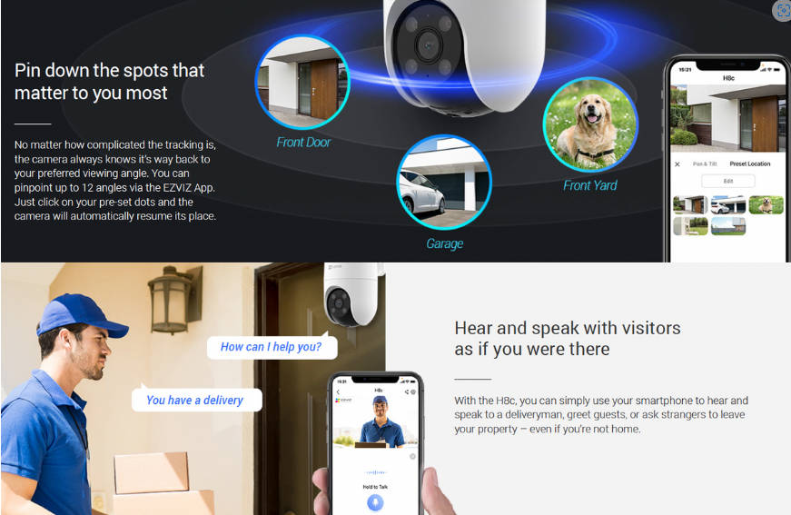 EZVIZ H8C Full HD Outdoor Pan/Tilt Security WiFi Camera