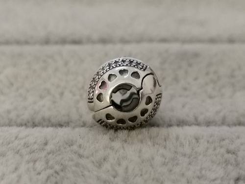 Pandora Logo Round Clip Charm
