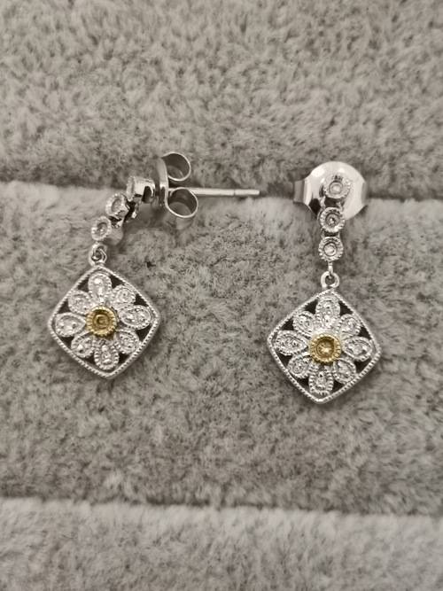 White-Gold Dangling Diamond Earrings