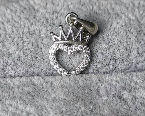 Silver Heart Crown Pendant