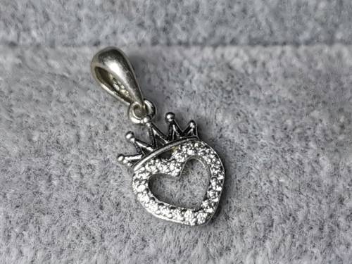 Silver Heart Crown Pendant