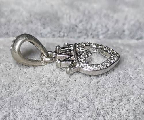 Silver Heart Crown Pendant