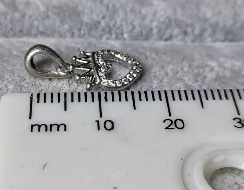 Silver Heart Crown Pendant