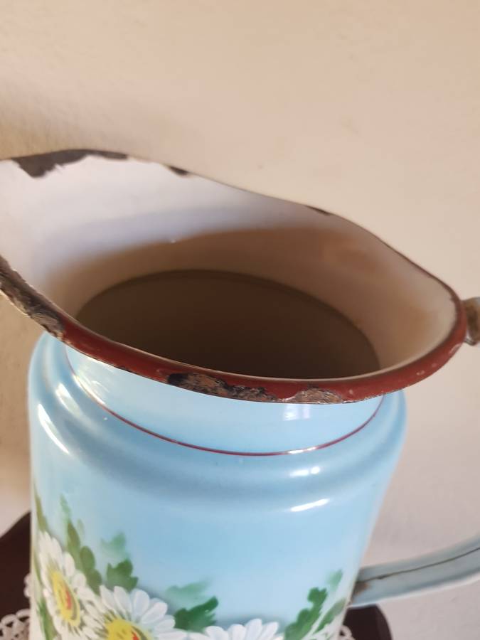 VINTAGE ENAMEL JUG AND BASIN