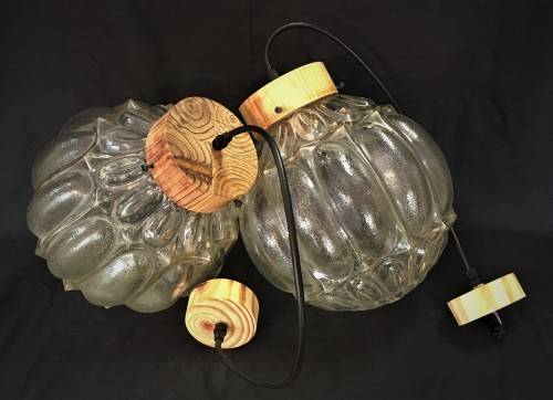 Pair of Large Glass Pendants