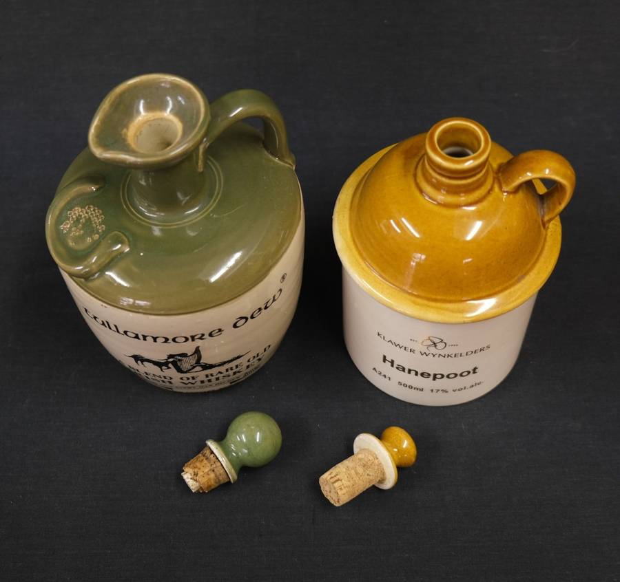Vintage Ceramic Tullamore Dew and Hanepoot Flagons