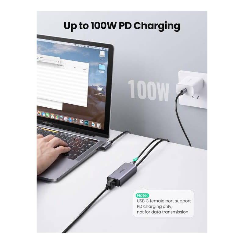 UGREEN USB-C to Gigabit Ethernet with 100W Power Delivery