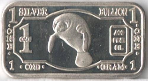 1 gram .999 Fine Silver Bullion Bar: Animal Series - Porpoise