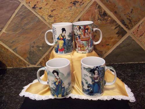 4 MUGS ORIENTAL DESIGN