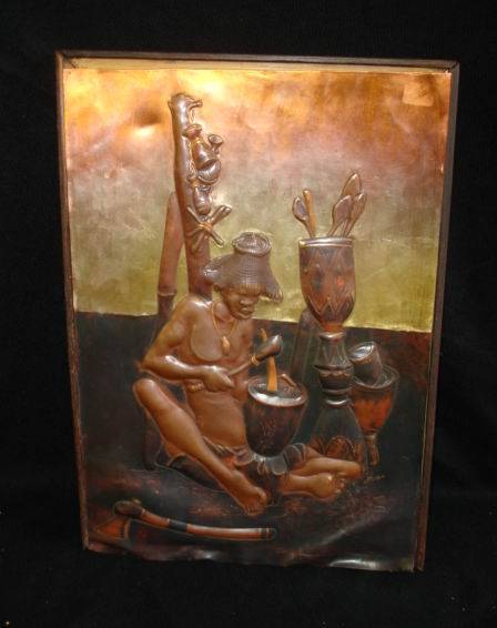 Framed Copper Picture African Scene