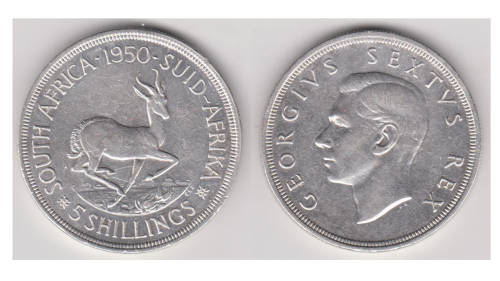 1950 5 SHILLING - 80% Silver A/UNC