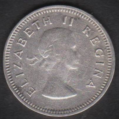 1959 SA Union 3d tickey - 50% silver