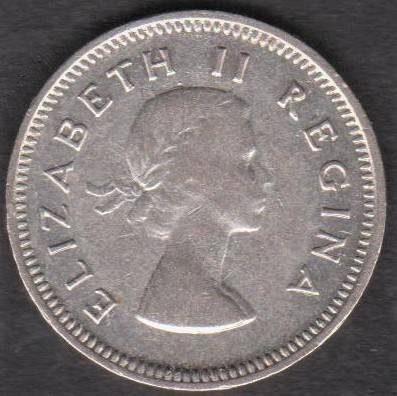 1958 SA Union 3d tickey - 50% silver