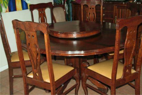Ball and claw imbuia dining room table and 6 chairs