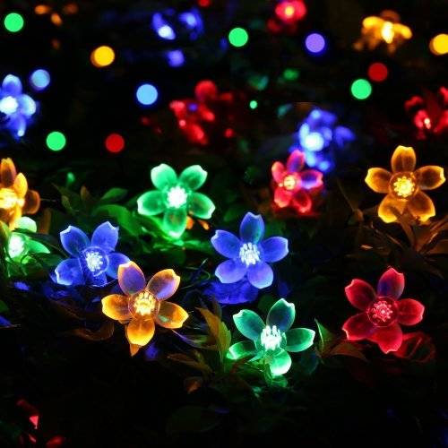 Christmas lights Decorations Solar String Lights 50 LED 21ft 8 Modes Blossom Flower Garden
