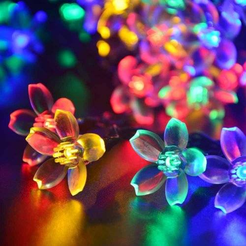 Christmas lights Decorations Solar String Lights 50 LED 21ft 8 Modes Blossom Flower Garden
