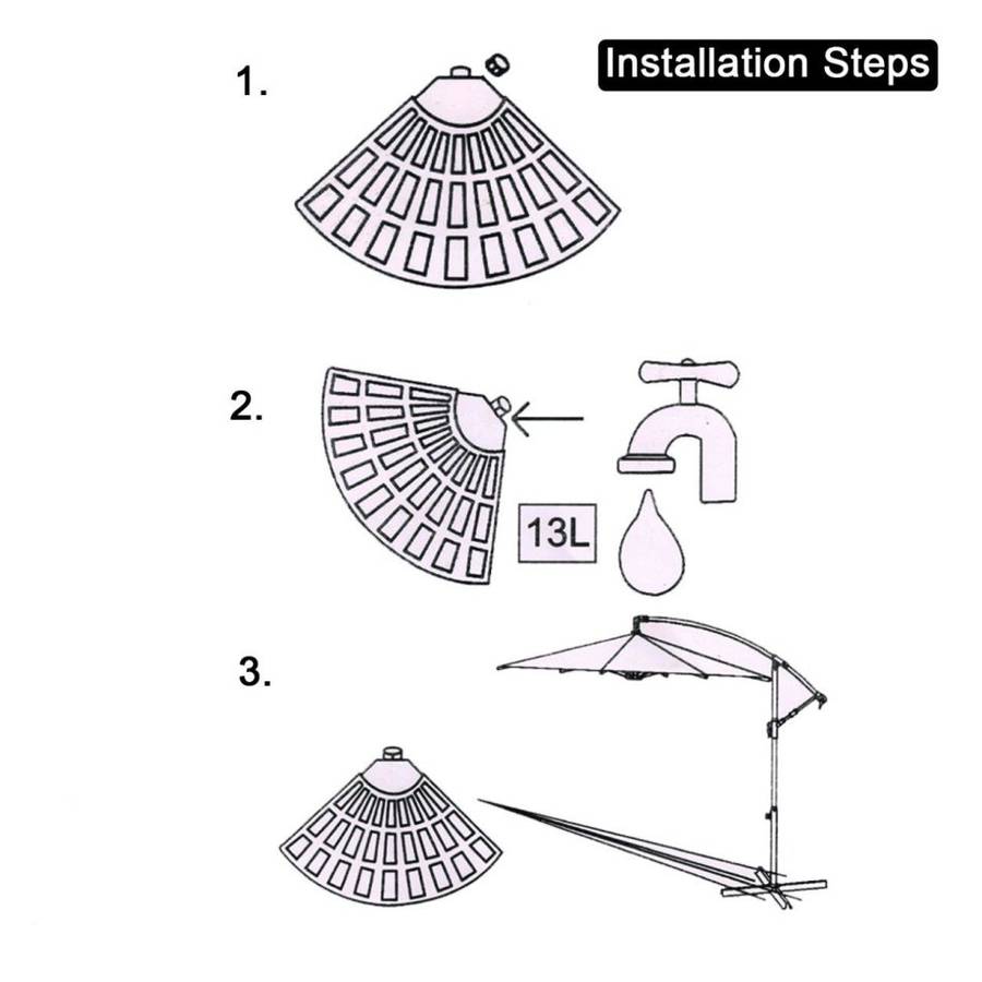 4Pcs 13L Fan Shaped Water Filled Umbrella Base Suitable for All Kinds of Cross Tiles (Black)