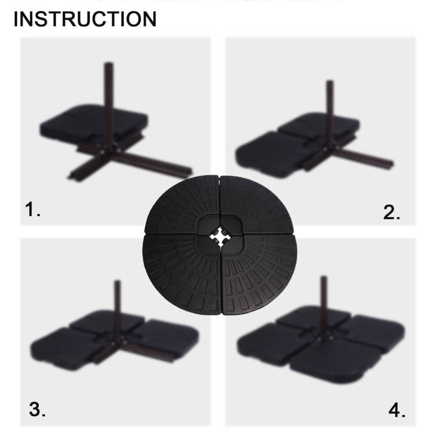 4Pcs 13L Fan Shaped Water Filled Umbrella Base Suitable for All Kinds of Cross Tiles (Black)