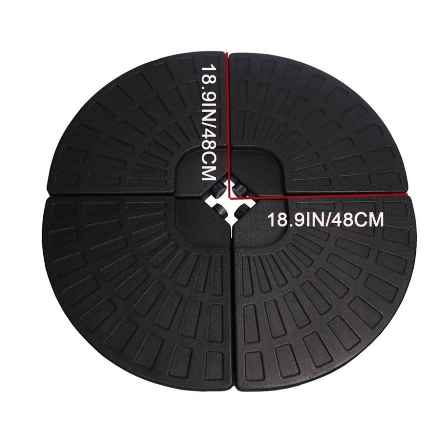 4Pcs 13L Fan Shaped Water Filled Umbrella Base Suitable for All Kinds of Cross Tiles (Black)