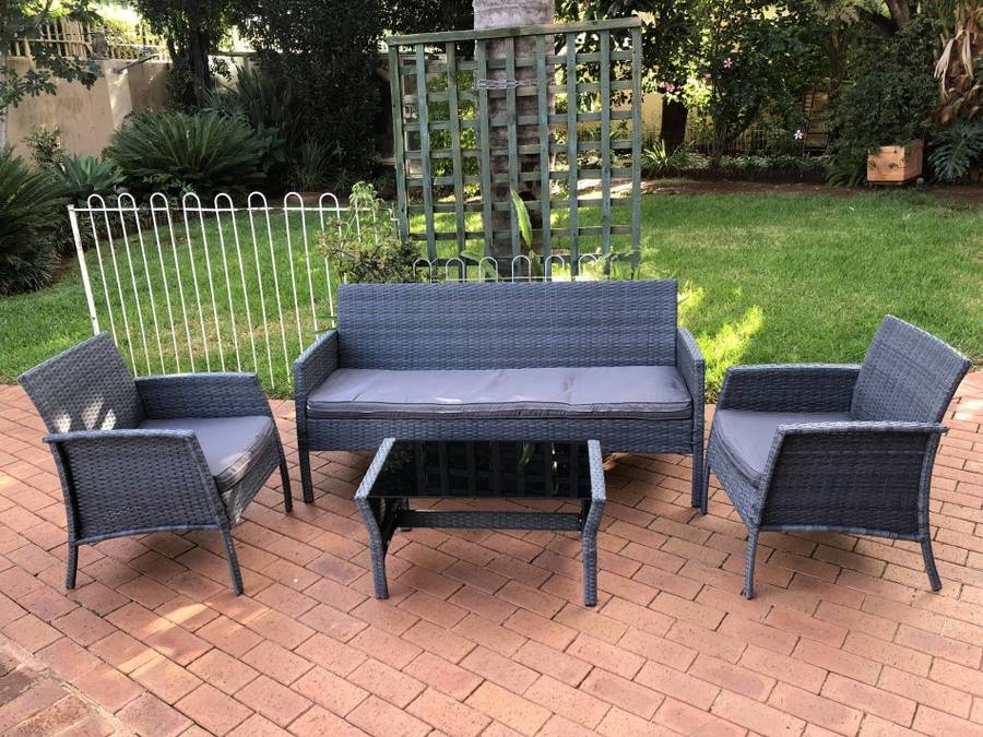 Patio Furniture Ratten Dining Sets 4PCS With Cushion, Outdoor Garden Wicker Sofa