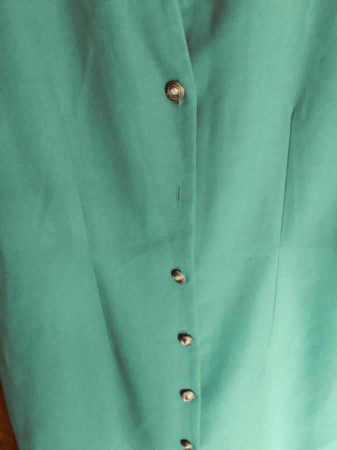 **SALE !! **   VINTAGE WOOLWORTHS FITTED GREEN DRESS  - SIZE 8