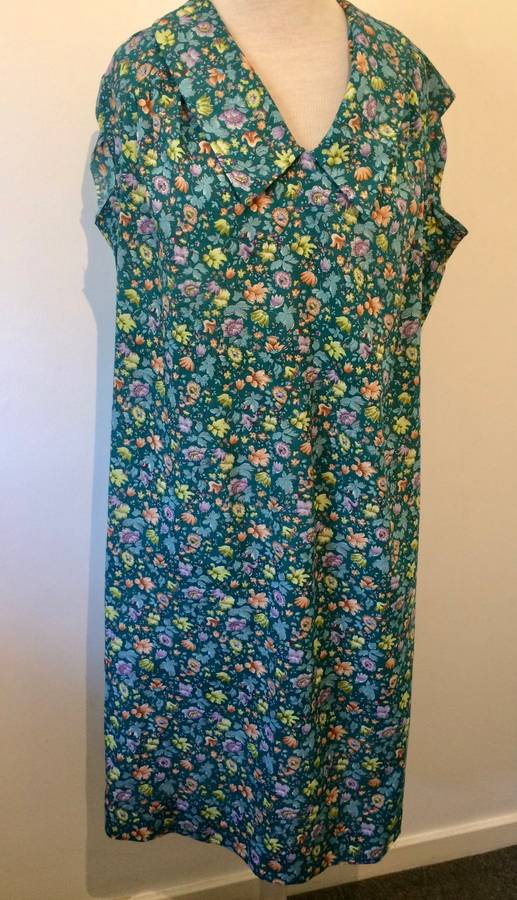 ##SALE##VINTAGE  FLOWER DAY DRESS - TEAL SIZE 16