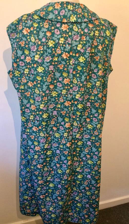 ##SALE##VINTAGE  FLOWER DAY DRESS - TEAL SIZE 16