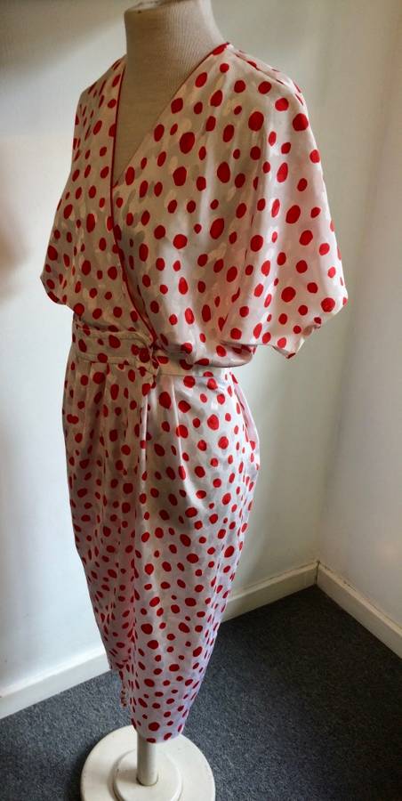 VINTAGE GLITTER RED DOTTED COCKTAIL DRESS - SIZE 12