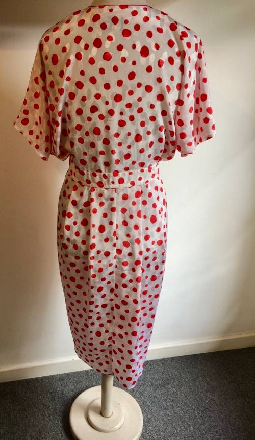 VINTAGE GLITTER RED DOTTED COCKTAIL DRESS - SIZE 12