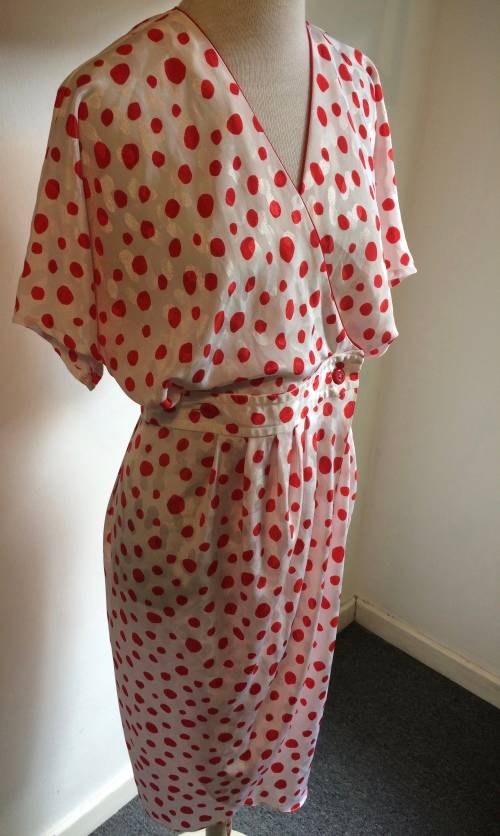 VINTAGE GLITTER RED DOTTED COCKTAIL DRESS - SIZE 12