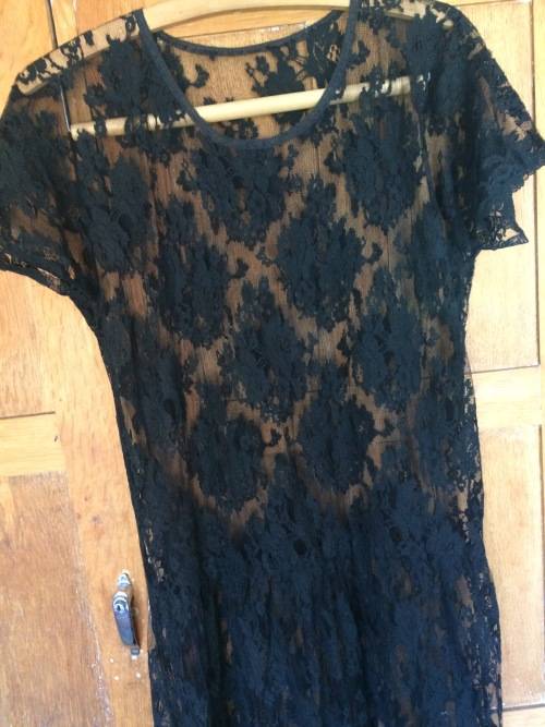 VINTAGE LACE DRESS BLACK - SIZE 14/16