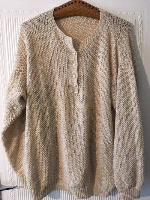 VINTAGE DARK BEIGE WITH PEARL BUTTONS SLOUCHY JERSEY - XL