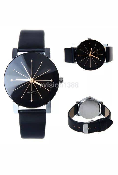 Fashion Unisex Leather Stainless Steel Analog Military Quartz Wrist Watch