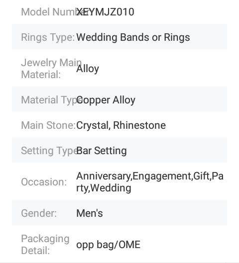 Luxury 1.5ct Diamond Ring Men Silver Wedding Full Zircon Ring For Men Rhinestone Jewelry