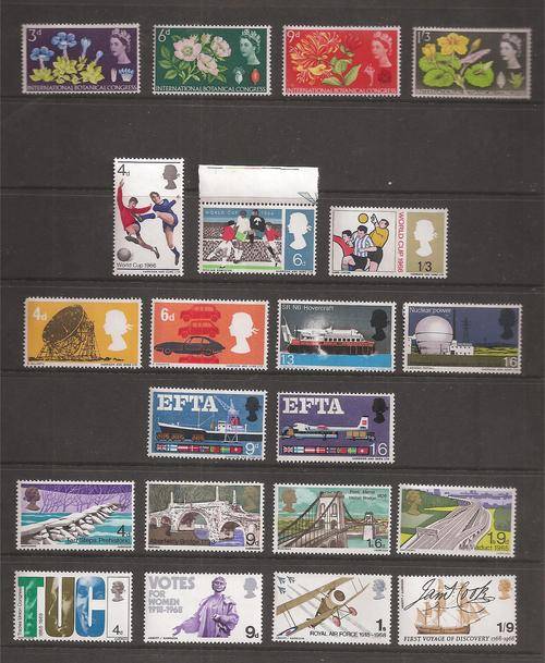 SIX COMPLETE UNMOUNTED MINT SETS FROM GREAT BRITAIN.