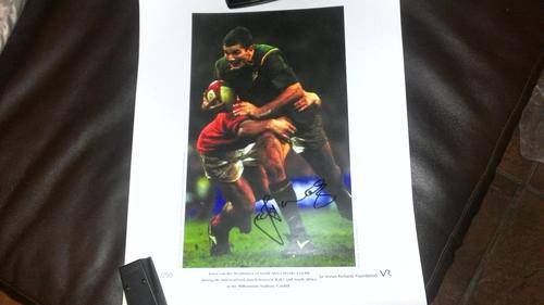 Hand signed Joost Van Der Westhuizen Rugby print 500x400 size.
