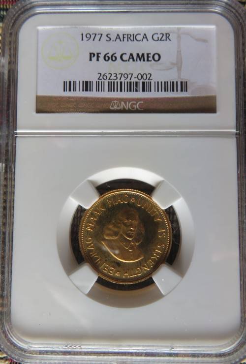 1977 SA Gold Two rand NGC PF 66 Cameo