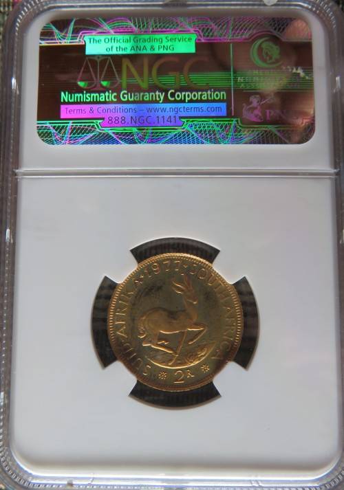 1977 SA Gold Two rand NGC PF 66 Cameo