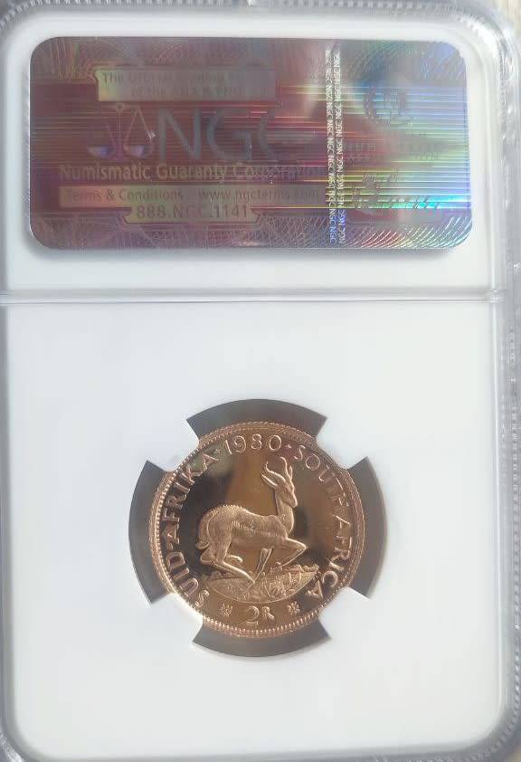 1980 Gold two rand (8 Gram) NGC PF66 UC (mislabelled as one rand)