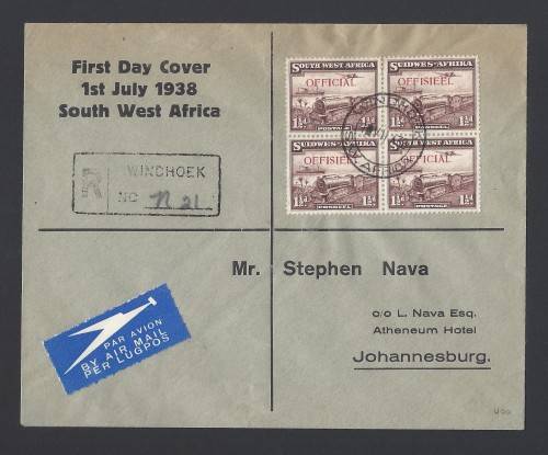 SWA 1938 1 1/2d Train Official First Day Cover - Very Scarce!