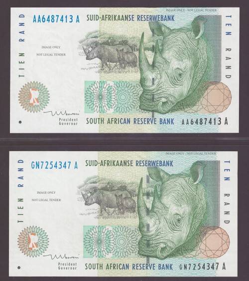RSA 1999 TT Mboweni R10 set with AA and GN prefixes