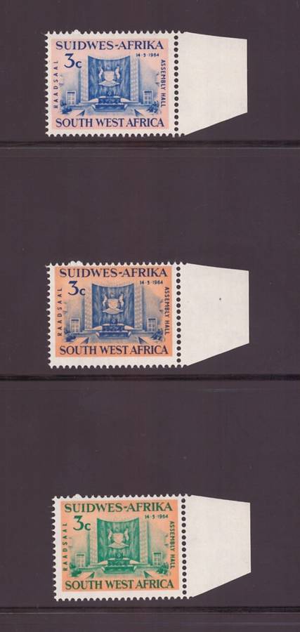 SWA 1964 Legislative Assembly 3c Set of 3 Color Trials - Very Scarce!