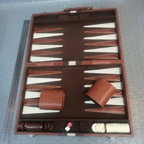 Leather bound backgammon set