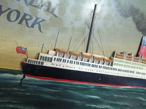 Impressive!!! Very Large and heavy Vintage 3D Atlantic Lines Steamboat Sign