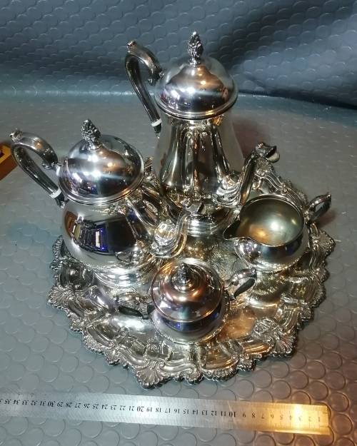 Very Beautiful Silver Plated Tea Set - Five Pieces