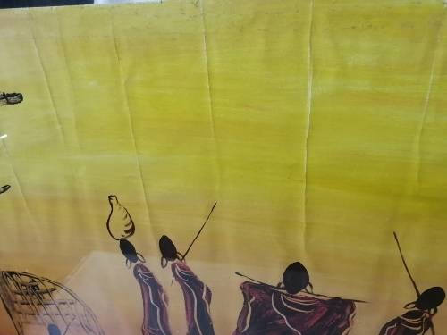 Original Very Large Happily Zanzibar Art Deco Artwork in a Floating Glass Frame