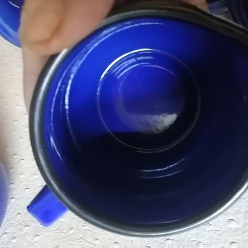 Very Beautiful Vintage Blue Enamel Tea Set - Unused